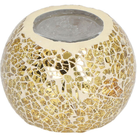 Porte-bougies en verre style européen avec mosaïque dorée pour décoration d'anniversaire et fêtes à la maison