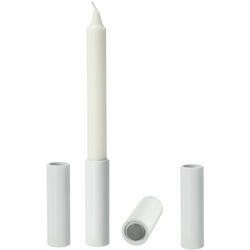 Spetebo - Porte-bougies à tige avec aimant - Set de 4 / blanc - Taille : 10 cm (grand / blanc)