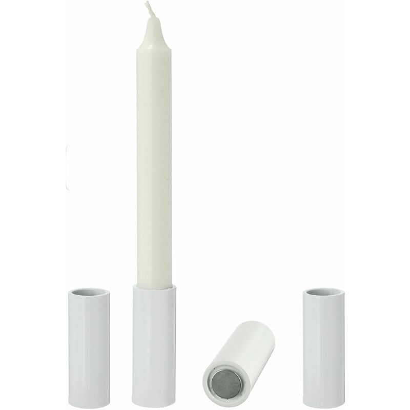 Spetebo - Porte-bougies à tige avec aimant - Set de 4 / blanc - Taille : 7,5 cm (moyen / blanc)