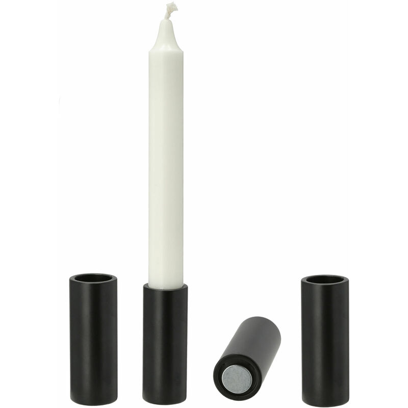 Spetebo - Porte-bougies à tige avec aimant - Set de 4 / noir - Taille : 7,5 cm (moyen / noir)