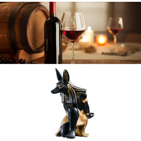 [Porte-bouteille Créatif] Porte-bouteille de vin résine synthétique innovant pour une seule bouteille, socle de table décoratif motif Anubis