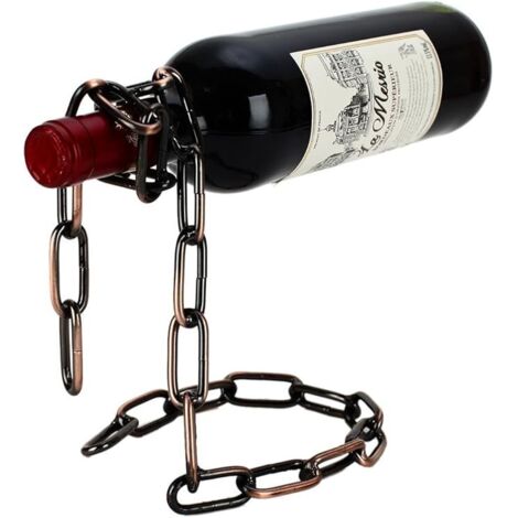 Porte-Bouteille de vin, Chaîne Magique, en Acier Inoxydable de vin Bouteille de Vin Support Fantaisie Cadeau pour décoration de Cuisine Bronze