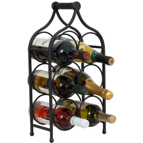 Porte-bouteille de vin en fer Porte-bouteilles de table 46x24 cm Casier à Vin de comptoir Porte-bouteilles de cuisine Cave à vin
