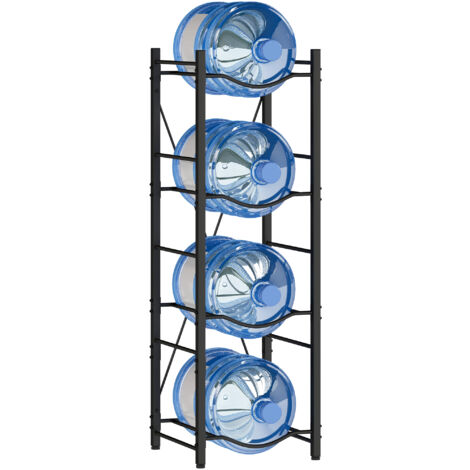 Porte-bouteille d’eau à 4 niveaux pour support de bouteille d’eau pour cuisine, salle à manger noir