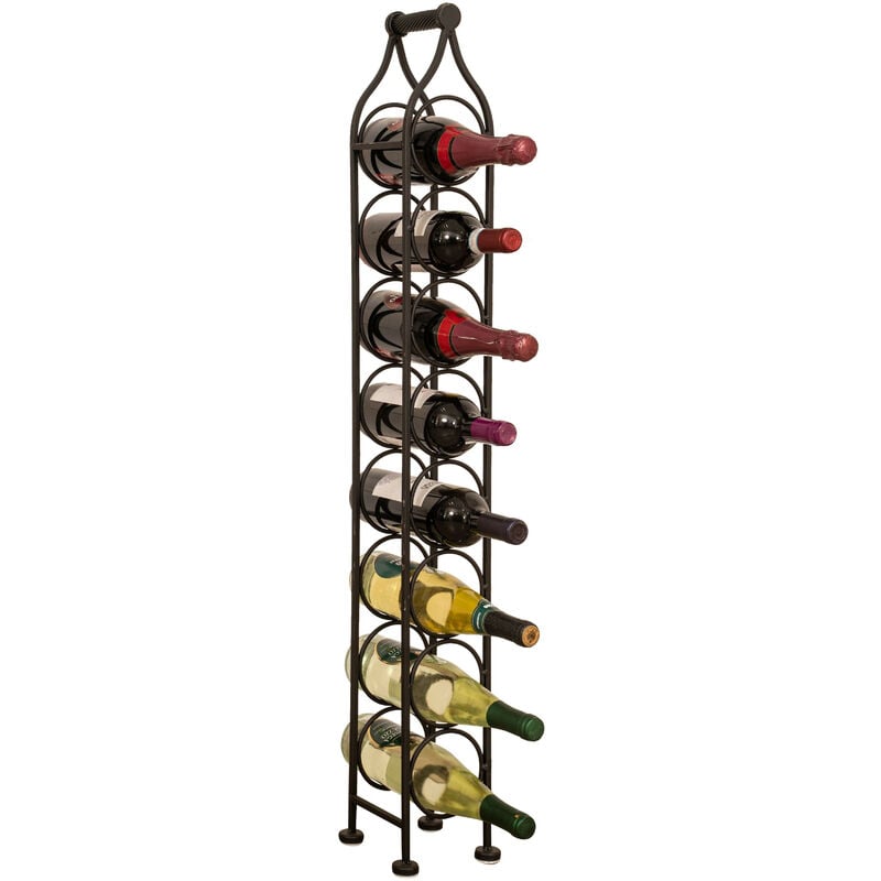 Biscottini - Porte-bouteille de vin en fer forgé Porte-bouteille mousseux 105x15 cm Présentoir à vin au sol pour 8 bouteilles Cave à vins