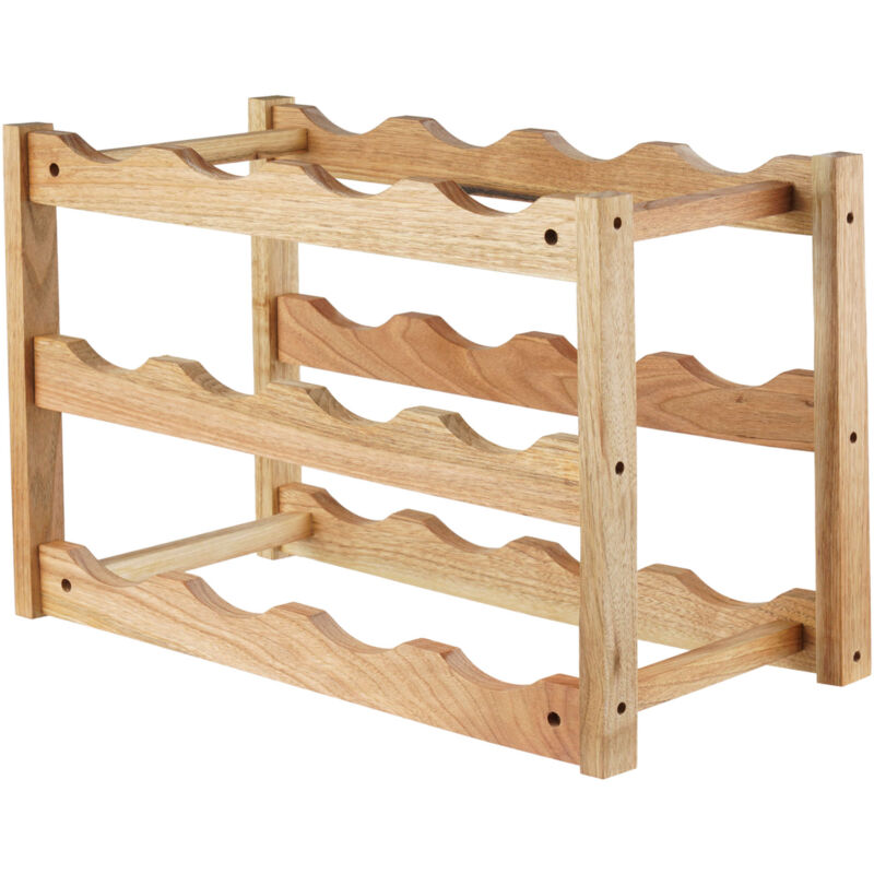 Décoshop26 - Porte-bouteille étagère à vin pour 12 bouteilles en bois noyer 100003815