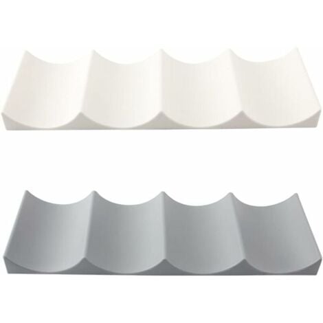 ALWAYSH Porte Bouteille Frigo 2 Pièces Tapis de Rangement à Bouteille Casier à Bouteilles en Plastique Empilable Étagère à Vin Porte Bouteille pour Cuisine Réfrigérateur Blanche/Gris
