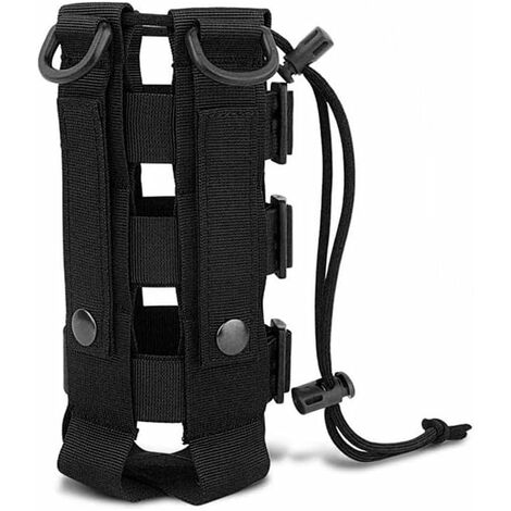 Porte Bouteille Molle en Nylon R��glable Porte-bidon Tactique Militaire Sac de Bouteille d'eau Molle Tactique Diam��tre 7-15cm Poche Portable pour Voyage, Alpinisme, P��che, Cyclisme(Noir)