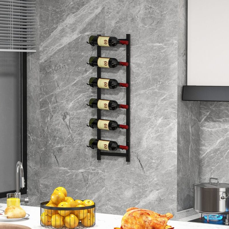 Maisonchic - Porte Bouteille Mural Métallique 73 cm Casier/Étagère à Vin pour 6 Bouteilles pour Cuisine Salle à manger Cave et Bar CW7202 design in