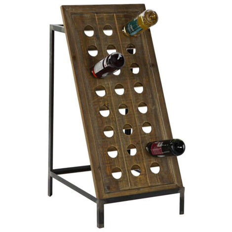 Porte Bouteilles Bois et Métal Noir - 24 Bouteilles