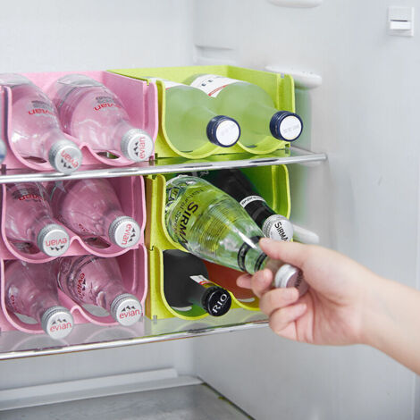 Porte-bouteilles de réfrigérateur de 3 pièces, bouteilles en plastique empilables de porte-bouteilles
