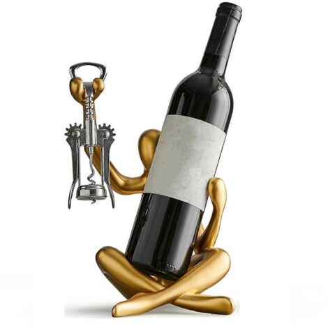 Porte-bouteilles de vin en forme de statue, adapté à un comptoir.