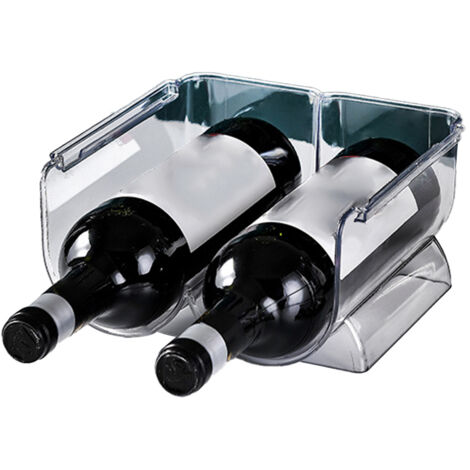 Porte-bouteilles empilable transparent pour vin - Rangement et présentation élégante pour 2 bouteilles