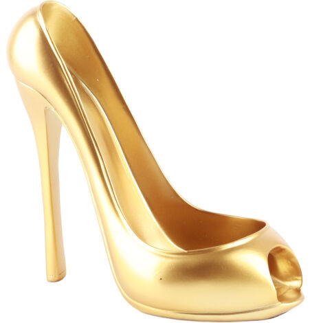 Porte-bouteilles en Forme de Chaussure à Talon Haut, Support de Décoration pour Maison (Doré)