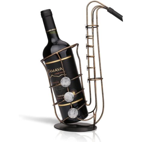 Porte-bouteilles en métal en forme de saxophone, support en fer, sculpture de porte-bouteilles