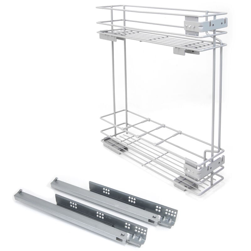 Emuca - Porte-bouteilles latéral extractible Supra avec fermeture amortie, module 150mm, Acier, Peint aluminium