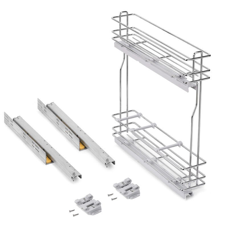 Emuca Porte-bouteilles latéral extractible SupraMax avec fermeture amortie, module 150mm, acier, chromé