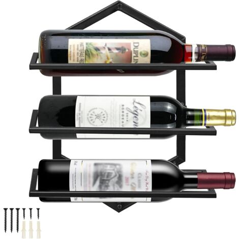 Porte-Bouteilles Mural en métal, Porte-Verres à vin à Suspendre, Casier à vin Rouge