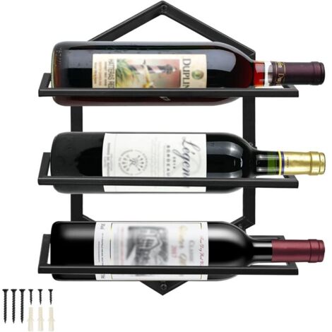 Porte-Bouteilles Mural en métal, Porte-Verres à vin à Suspendre, Casier à vin Rouge