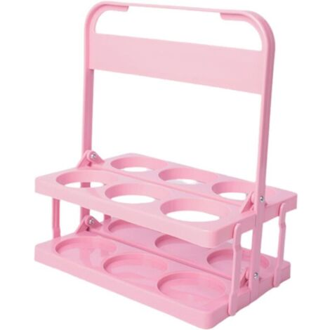Porte-bouteilles pour 6 bouteilles, panier à boissons, en plastique, porte-gobelet portable, pliable avec poignée, porte-bière pour boissons, bière, champagne (rose)