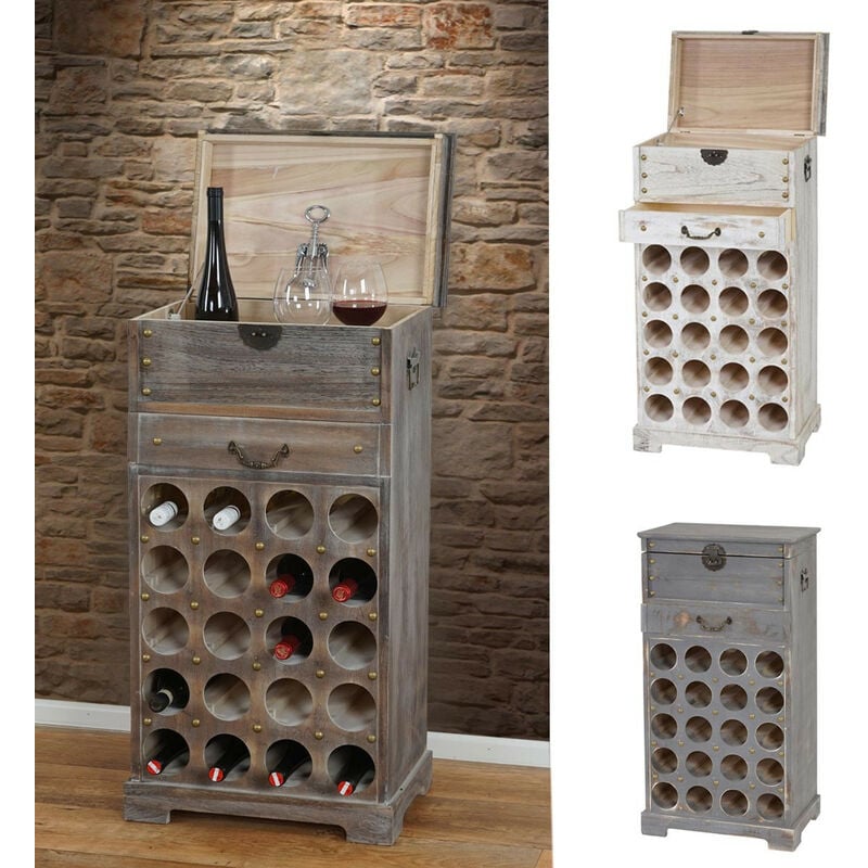 Etagère à vin Lucan pour 20 bouteilles / mobilier de bois / style Shabby Chic - gris
