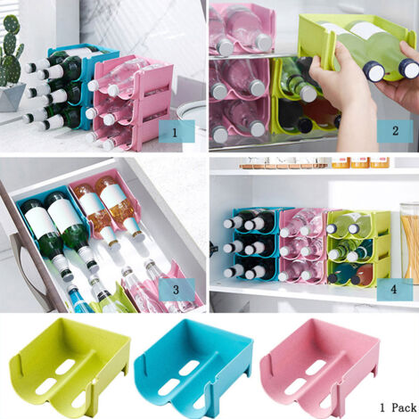 Porte-Bouteilles Stackable pour Réfrigérateur et Congélateur, Can Organizer en Plastique Résistant