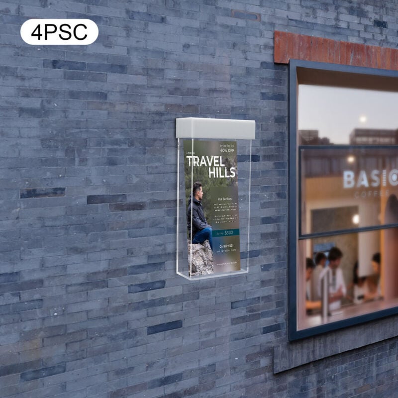 Porte-brochures extérieur Clair étanche Montage mural Boîte à littérature Avec blanc