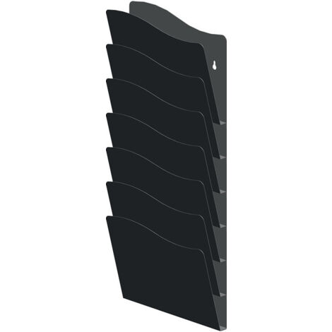 Porte-brochures H560xL240xPmm nombre de compartiments 7 DIN A4 métal noir