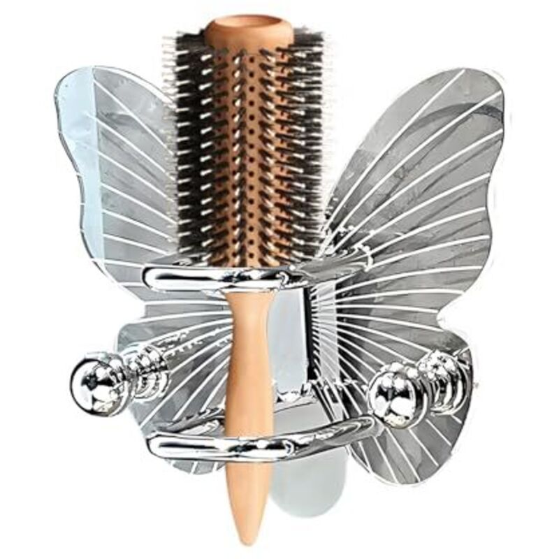 Largeight - Porte-brosse à cheveux mural - Étagère de rangement murale en forme de papillon pour accessoires de salle de bain et élastiques à cheveux