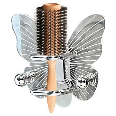 Porte-brosse à cheveux mural - Étagère de rangement murale en forme de papillon pour accessoires de salle de bain et élastiques à cheveux