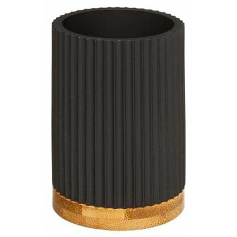 Porte brosse à dent en pierre à relief linéaire - Noir - SILUMEN