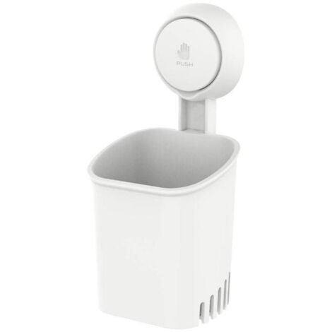 Porte-brosse à dents à ventouse puissant, support mural sans perçage pour brosse à dents, dentifrice, rasoir, organiseur de vaisselle de cuisine auto-drainant, blanc