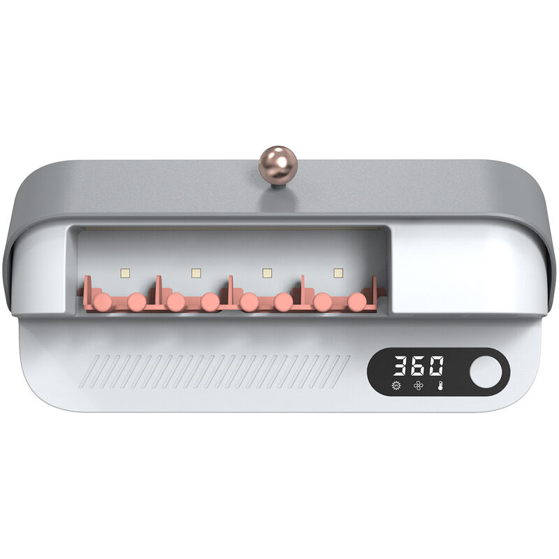 Porte-brosse à dents avec 4 emplacements, fonction de séchage et de stérilisation uv, 3 modes de fonctionnement, batterie 3000 mAh, montage mural