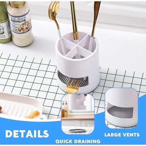 Porte-brosse à dents blanc avec drainage, pot de brosse à dents drainant pour salle de bain, porte-dentifrice ventilé en plastique