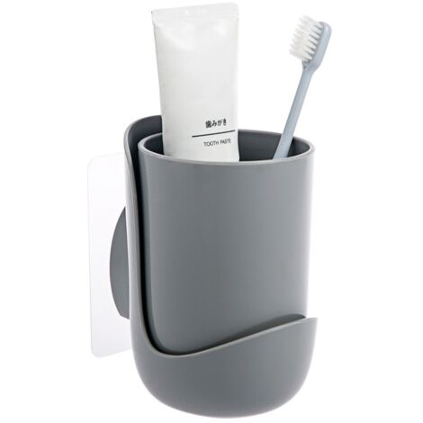 Porte-brosse à dents de salle de bain, boîte de rangement murale pour gobelets de rince-bouche, porte-gobelets mural pour brosse à dents (gris)