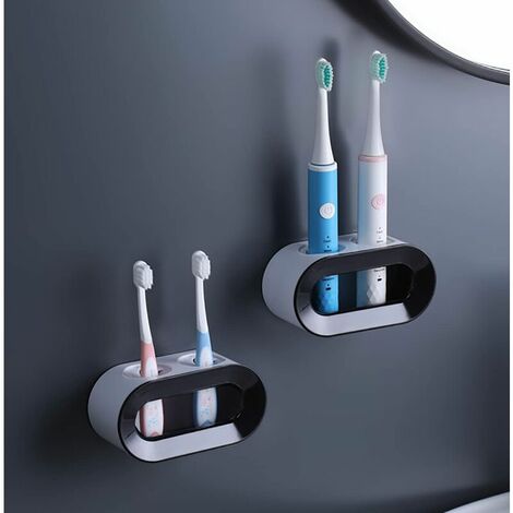 Porte-brosse à dents électrique en noir, accessoires de salle de bain muraux pour enfants et douches familiales.