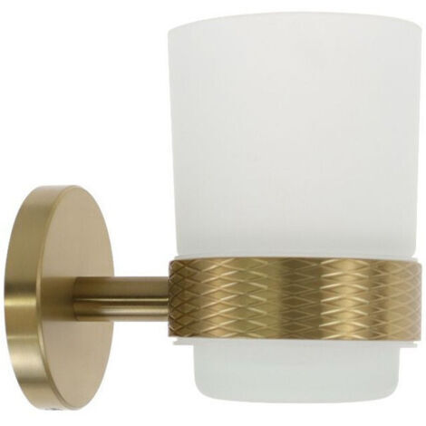 Porte-brosse à Dents En Acier Doré Avec Verre De Verre Satiné Salle De Bain 87928