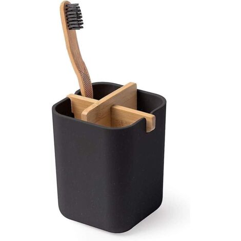 Porte-brosse à dents en bambou, pot à brosse à dents antibactérien pour salle de bain, gobelet compact pour brosse à dents