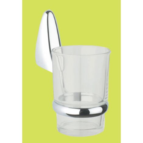 porte-brosse A  dents en verre drop series en mA tal chromA  et verre satinA