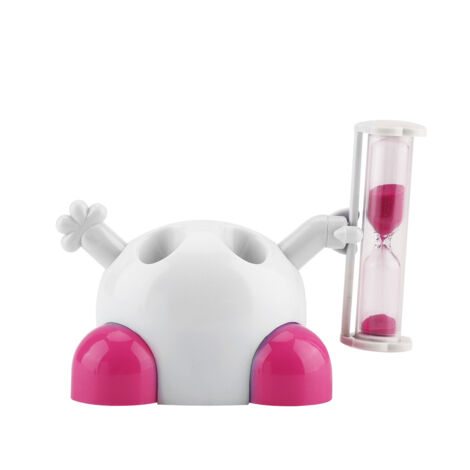 Porte-Brosse à Dents Enfant avec Sablier Minuterie 3 Minutes pour Brossage (Rose)