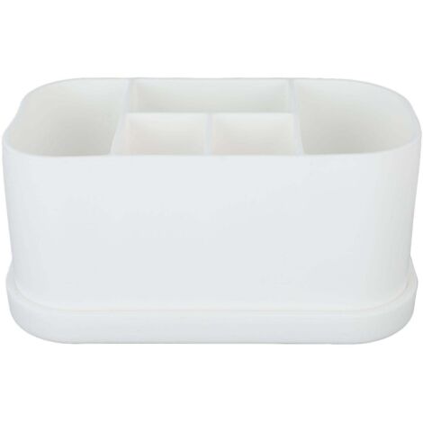 Porte-brosse à dents et dentifrice en silicone, multifonctionnel, 5 emplacements avec trous de drainage, organisateur de comptoir de salle de bain pour produits cosmétiques et de soins de la peau, bla