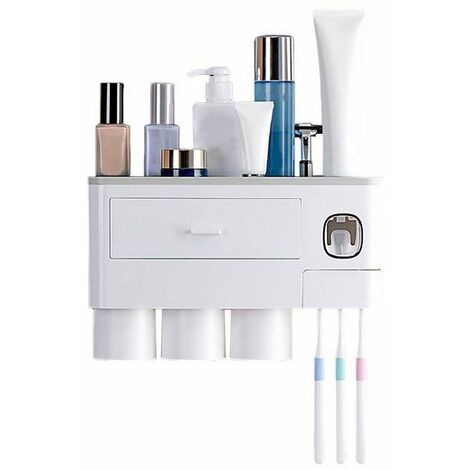 Porte-Brosse à Dents, Etagère de Douche, No-Punch, étagère de rangement, pour 2-3 personnes, set de rangement pour dentifrice salle de bain, KINSI
