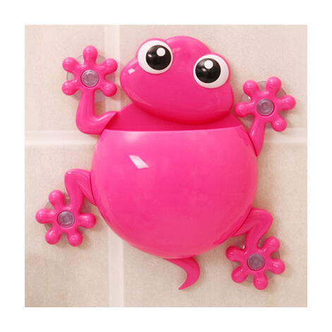 Porte-brosse à dents grenouille de dessin animé mignon support de brosse à dents adhésif organisateur de brosse à dents pour salle de bain