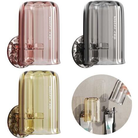 Porte Brosse à Dents, Lot de 3 Porte-Brosses à Dents Muraux sans Perçage, Support Brosse a Dent Murale, Multifonction pour Salle de Bain (Rose Sakura, Gris Glacé, Café Automne)