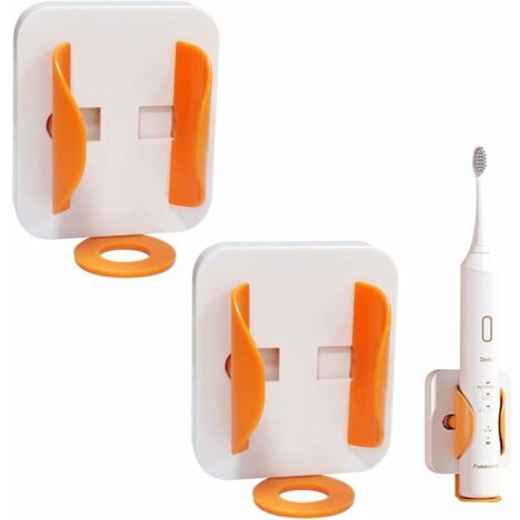Porte Brosse à Dents Mural, 2 Pièces Support Brosse a Dent Electrique, Induction par Gravité Porte Brosse à Dents, Utilisé dans Salle de Bain et Cuisine Home Decor (Blanc Orangé)