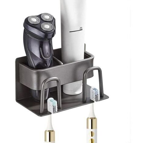Porte-brosse à dents mural, porte-rasoir électrique, porte-dentifrice, porte-gobelet sur pied, sans vis, rangement pour salle de bain et douche
