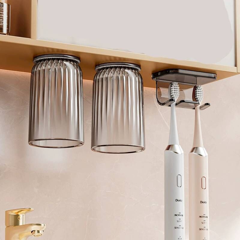 Porte-brosse à dents mural pour salle de bain et toilettes - Porte-brosse à dents mural pour salle de bain et toilettes (gris élégant)