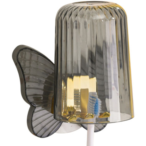 Porte-brosse à dents mural sans perçage, support de gobelets et rince-bouche, ensemble salle de bain gris