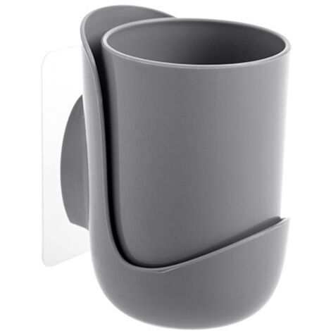 Porte-brosse à dents mural sans trou, support de rangement pour gobelets de rince-bouche(gris)