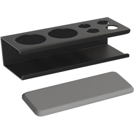 Porte-brosse à dents mural, support de brosse à dents électrique en alliage d'aluminium, noir, 6 supports (base en boue diatomique)